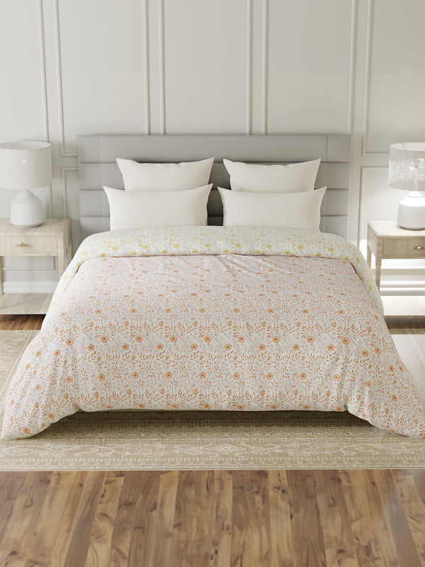 100% Cotton Double Reversible Comforter, 144 TC Printed, Lumina Floret Collection