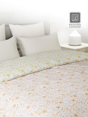 100% Cotton Double Reversible Comforter, 144 TC Printed, Lumina Floret Collection