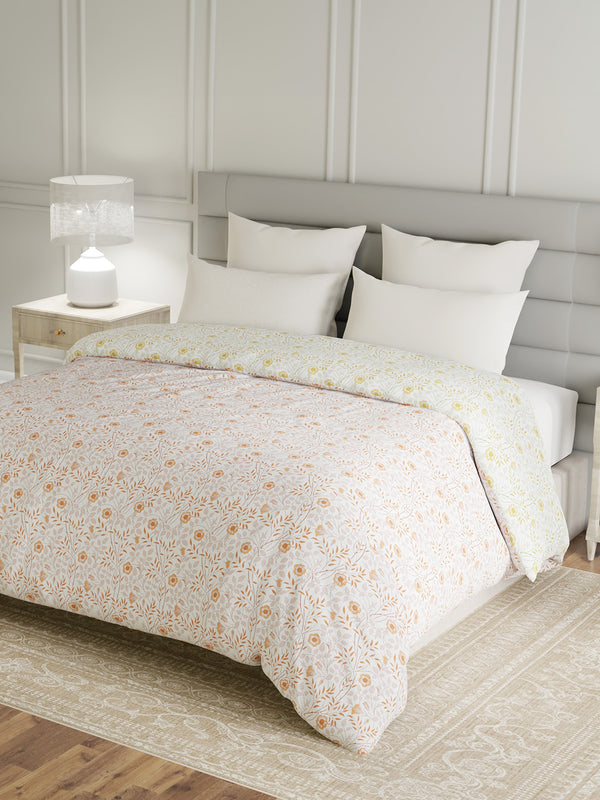 100% Cotton Double Reversible Comforter, 144 TC Printed, Lumina Floret Collection