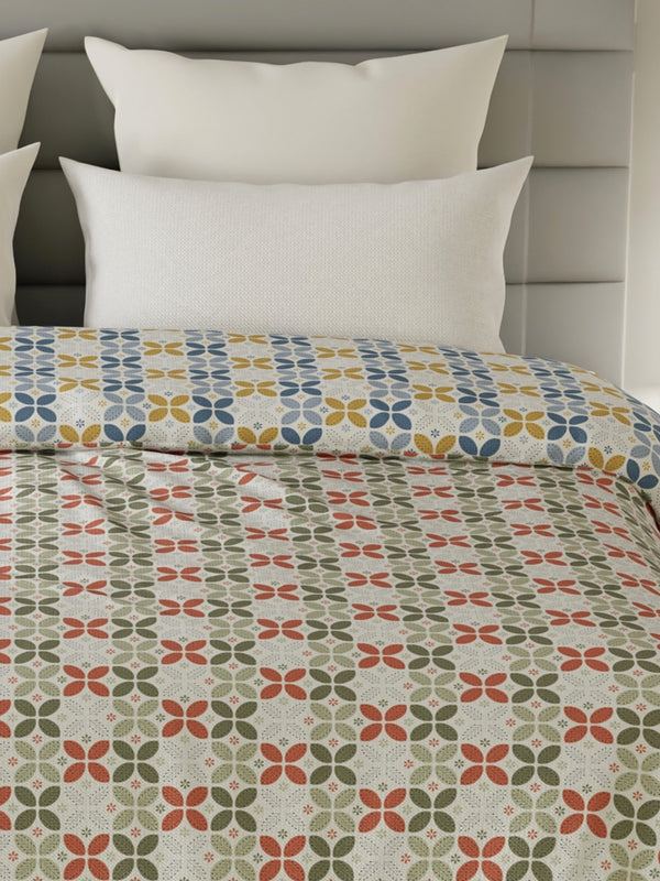Reversible Double Comforter, 100% Cotton 140 TC, Multicolor Geometrical, For Mild Winter & All Season Lumina Floret