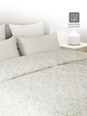 100% Cotton Double Reversible Comforter, 144 TC Printed, Lumina Floret Collection