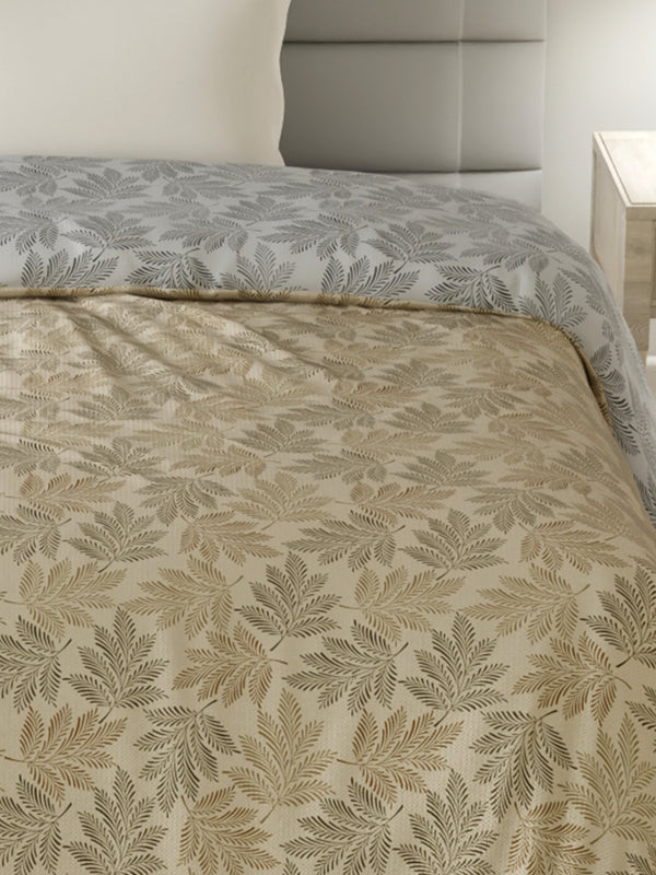 Reversible Single Comforter, 100% Cotton 140 TC, Brown & Grey Floral, For Mild Winter & All Season Lumina Floret