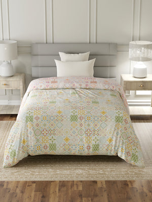 100% Cotton Single Reversible Comforter, 144 TC Printed, Lumina Floret Collection