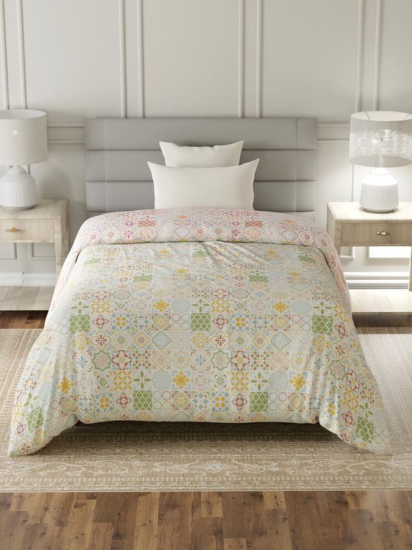 100% Cotton Single Reversible Comforter, 144 TC Printed, Lumina Floret Collection