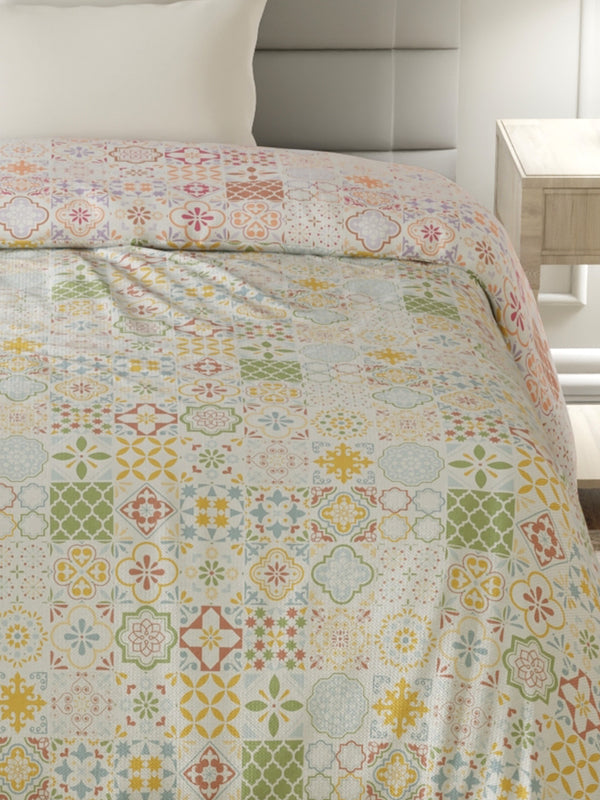 100% Cotton Single Reversible Comforter, 144 TC Printed, Lumina Floret Collection