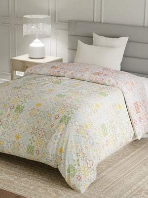 100% Cotton Single Reversible Comforter, 144 TC Printed, Lumina Floret Collection