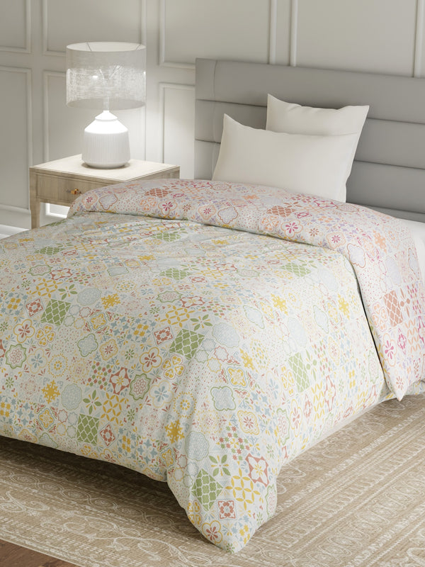 100% Cotton Single Reversible Comforter, 144 TC Printed, Lumina Floret Collection