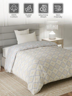100% Cotton Single Reversible Comforter, 144 TC Printed, Lumina Floret Collection