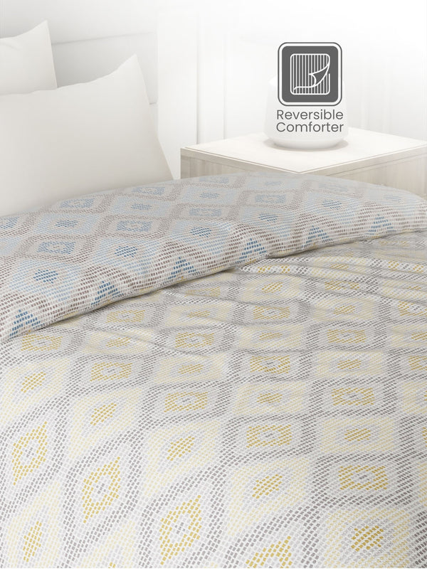 100% Cotton Single Reversible Comforter, 144 TC Printed, Lumina Floret Collection
