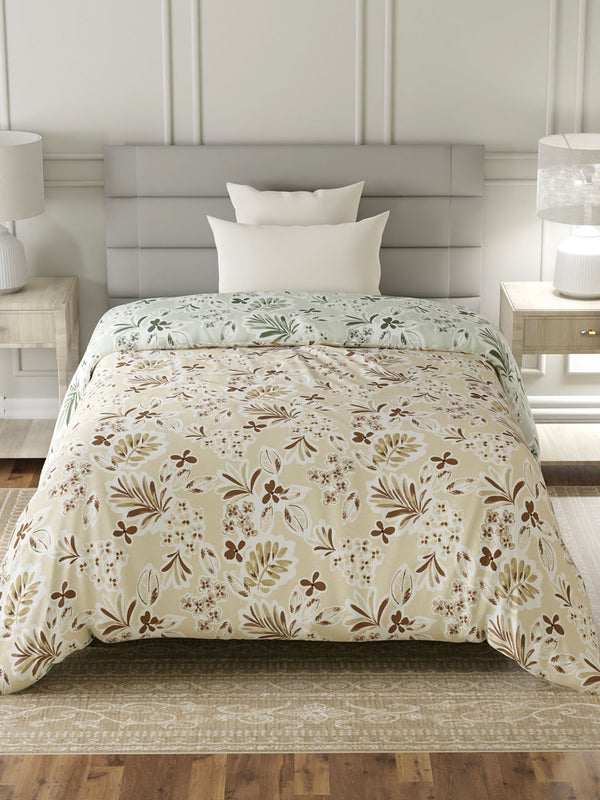 100% Cotton Single Reversible Comforter, 144 TC Printed, Lumina Floret Collection