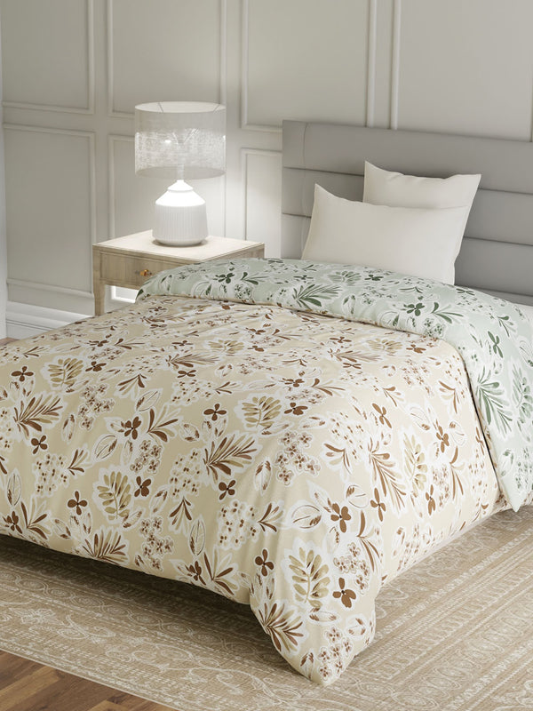 100% Cotton Single Reversible Comforter, 144 TC Printed, Lumina Floret Collection