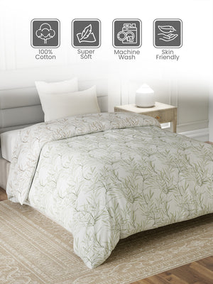 100% Cotton Single Reversible Comforter, 144 TC Printed, Lumina Floret Collection