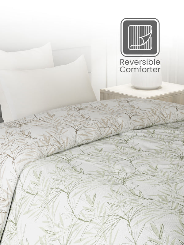 100% Cotton Single Reversible Comforter, 144 TC Printed, Lumina Floret Collection