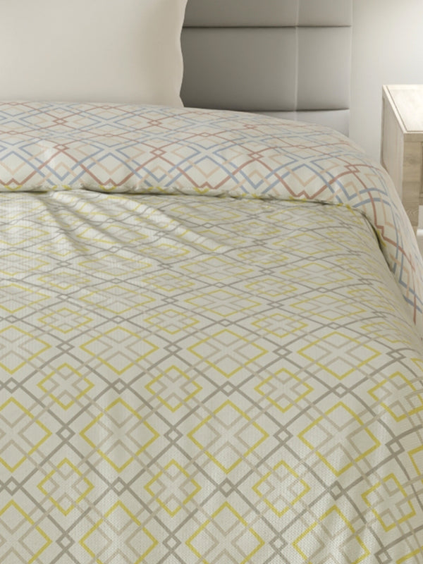 Reversible Single Comforter, 100% Cotton 140 TC, Multicolor Geometrical, For Mild Winter & All Season Lumina Floret