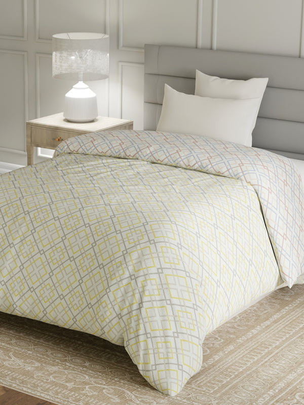 Reversible Single Comforter, 100% Cotton 140 TC, Multicolor Geometrical, For Mild Winter & All Season Lumina Floret