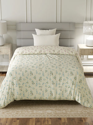 100% Cotton Single Reversible Comforter, 144 TC Printed, Lumina Floret Collection