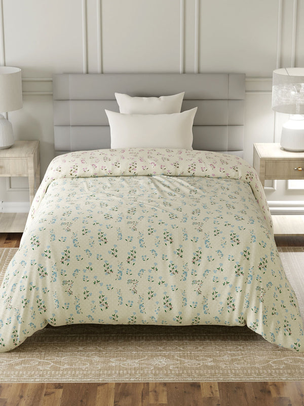 100% Cotton Single Reversible Comforter, 144 TC Printed, Lumina Floret Collection