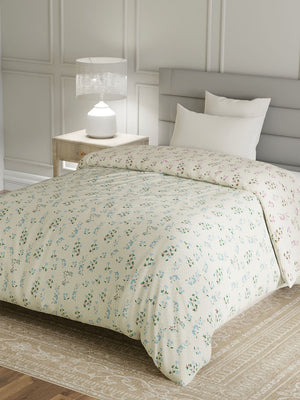 100% Cotton Single Reversible Comforter, 144 TC Printed, Lumina Floret Collection