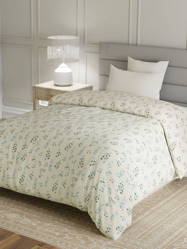 100% Cotton Single Reversible Comforter, 144 TC Printed, Lumina Floret Collection