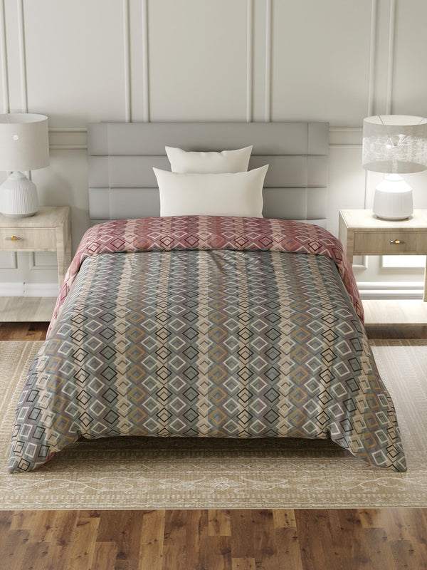 100% Cotton Single Reversible Comforter, 144 TC Printed, Lumina Floret Collection