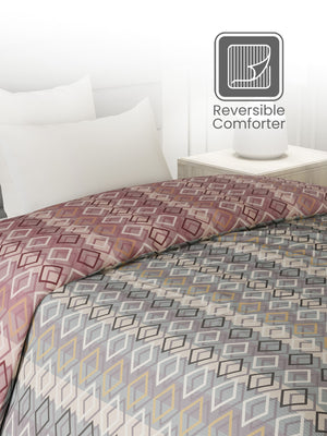 100% Cotton Single Reversible Comforter, 144 TC Printed, Lumina Floret Collection