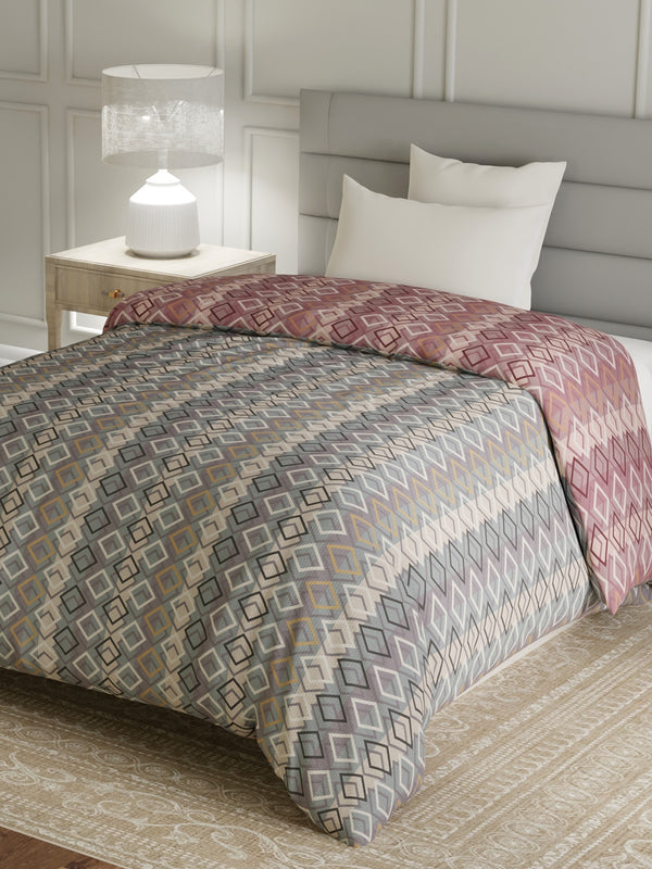 100% Cotton Single Reversible Comforter, 144 TC Printed, Lumina Floret Collection