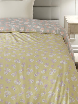 100% Cotton Single Reversible Comforter, 144 TC Printed, Lumina Floret Collection
