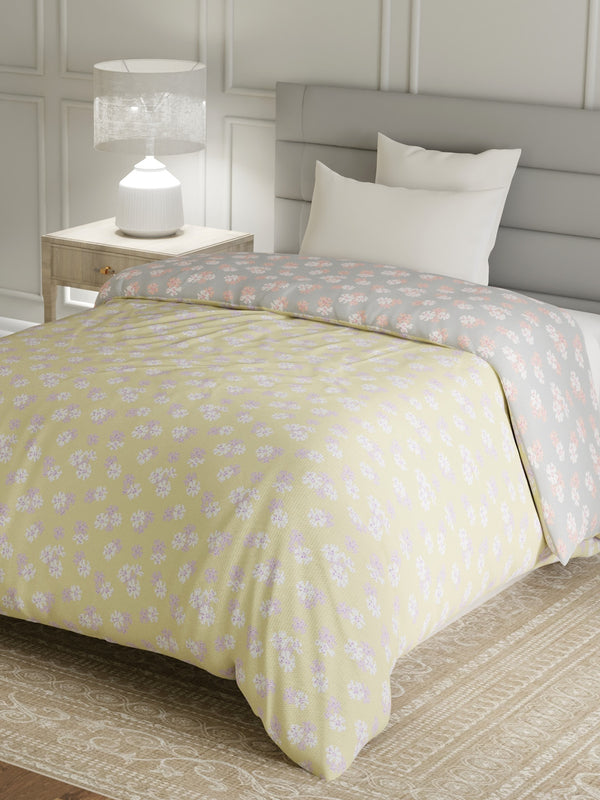 100% Cotton Single Reversible Comforter, 144 TC Printed, Lumina Floret Collection