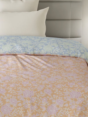 100% Cotton Single Reversible Comforter, 144 TC Printed, Lumina Floret Collection
