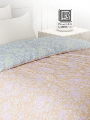 100% Cotton Single Reversible Comforter, 144 TC Printed, Lumina Floret Collection