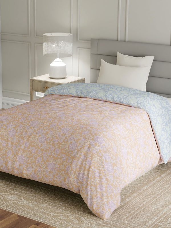 100% Cotton Single Reversible Comforter, 144 TC Printed, Lumina Floret Collection