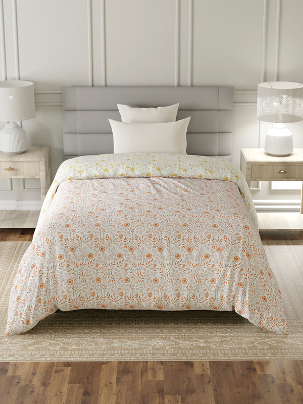 100% Cotton Single Reversible Comforter, 144 TC Printed, Lumina Floret Collection