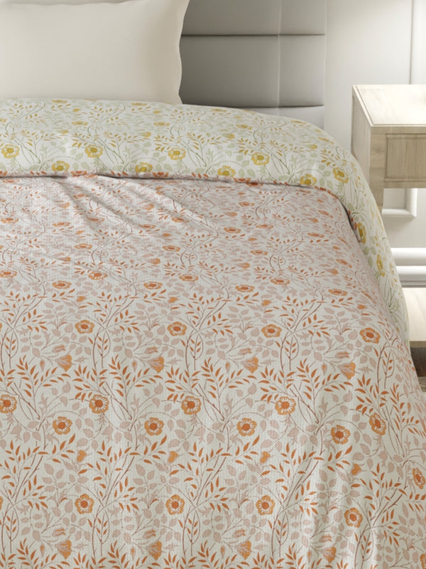 100% Cotton Single Reversible Comforter, 144 TC Printed, Lumina Floret Collection