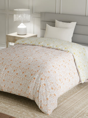 100% Cotton Single Reversible Comforter, 144 TC Printed, Lumina Floret Collection