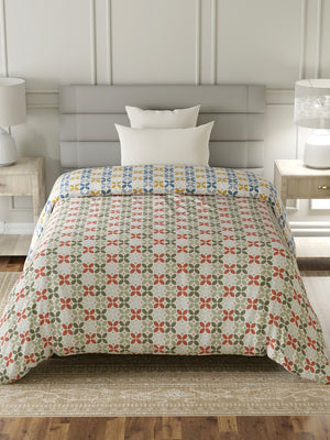 Reversible Single Comforter, 100% Cotton 140 TC, Multicolor Geometrical, For Mild Winter & All Season Lumina Floret