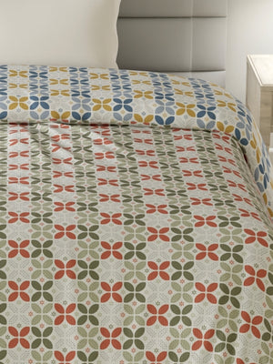 Reversible Single Comforter, 100% Cotton 140 TC, Multicolor Geometrical, For Mild Winter & All Season Lumina Floret