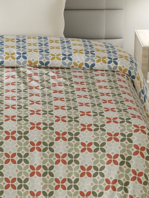 Reversible Single Comforter, 100% Cotton 140 TC, Multicolor Geometrical, For Mild Winter & All Season Lumina Floret