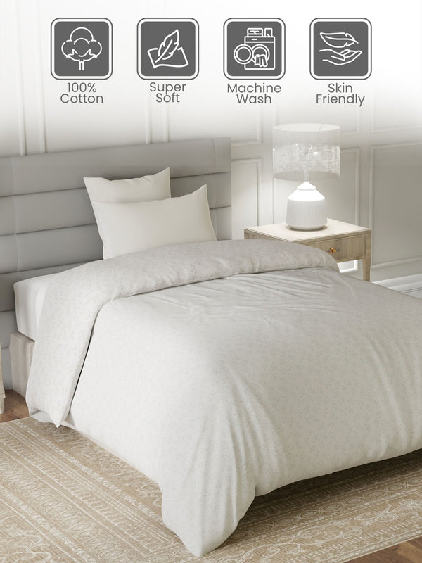 100% Cotton Single Reversible Comforter, 144 TC Printed, Lumina Floret Collection