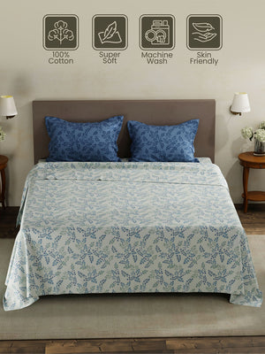 100% Cotton King Bedsheet Set, 120 TC Printed, Forever Collection