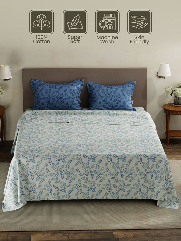 100% Cotton King Bedsheet Set, 120 TC Printed, Forever Collection