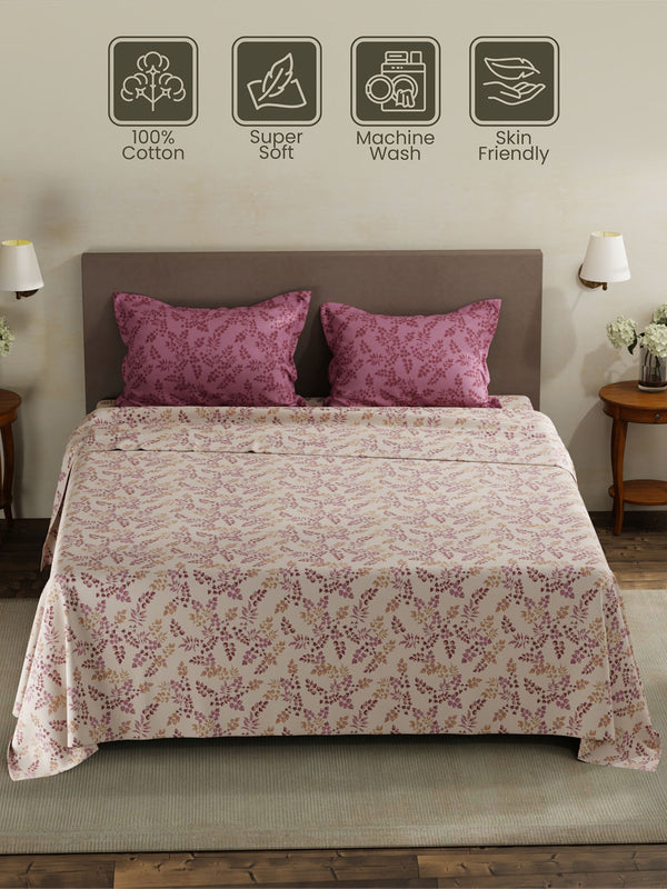 100% Cotton King Bedsheet Set, 120 TC Printed, Forever Collection