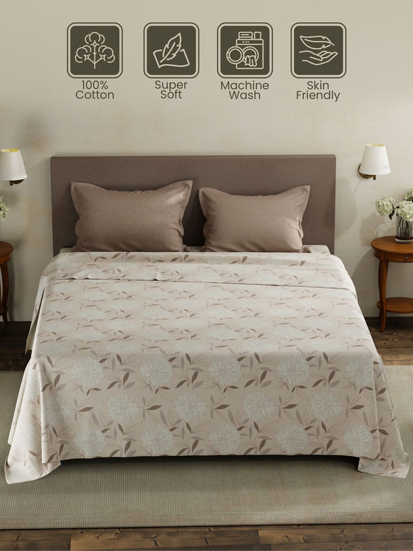 100% Cotton King Bedsheet Set, 120 TC Printed, Forever Collection