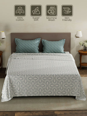 100% Cotton King Bedsheet Set, 120 TC Printed, Forever Collection