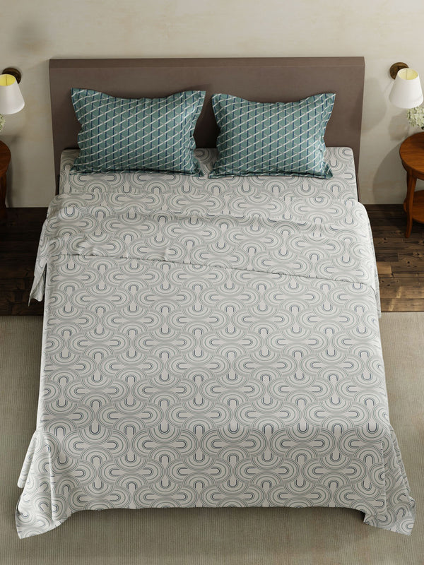 100% Cotton King Bedsheet Set, 120 TC Printed, Forever Collection