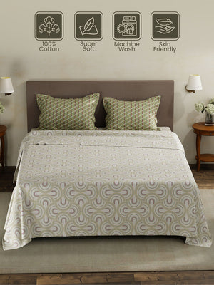 100% Cotton King Bedsheet Set, 120 TC Printed, Forever Collection