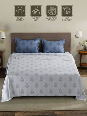 100% Cotton King Bedsheet Set, 120 TC Printed, Forever Collection