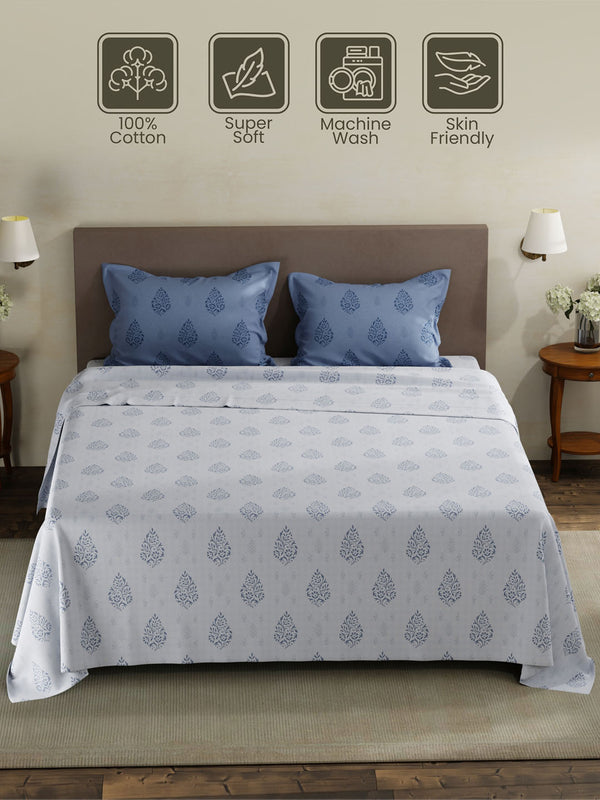 100% Cotton King Bedsheet Set, 120 TC Printed, Forever Collection