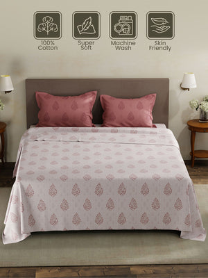 100% Cotton King Bedsheet Set, 120 TC Printed, Forever Collection