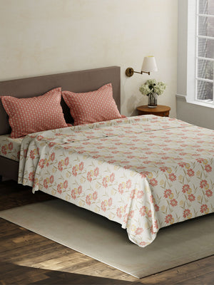100% Cotton King Bedsheet Set, 120 TC Printed, Forever Collection