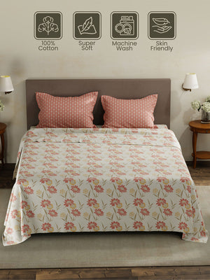 100% Cotton King Bedsheet Set, 120 TC Printed, Forever Collection